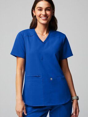 Fabletics Women's Royal Blue Mode 4-Pocket Scrub Top